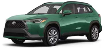 A picture of a green 2024 Toyota Corolla Cross LE cross over SUV