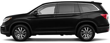 A driver side profile image of a 2022 Honda Pilot EX-L with the Crystal Black Pearl exterior paint color option