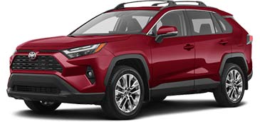 A picture of a red 2023 Toyota Rav4 LE