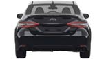 A picture of the back of a black 2023 Toyota Camry SE