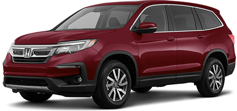 An animated loop that cycles through the exterior paint color options of a 2022 Honda Pilot EX-L, including Crystal Black Pearl, Modern Steel Metallic, Obsidian Blue Pearl, Deep Scarlet Pearl, and Platinum White Peal