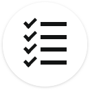 An icon of four rose of check marks next to lines